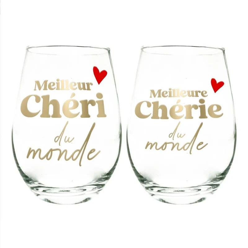 Duo de verres ronds "Chérie/Chéri"