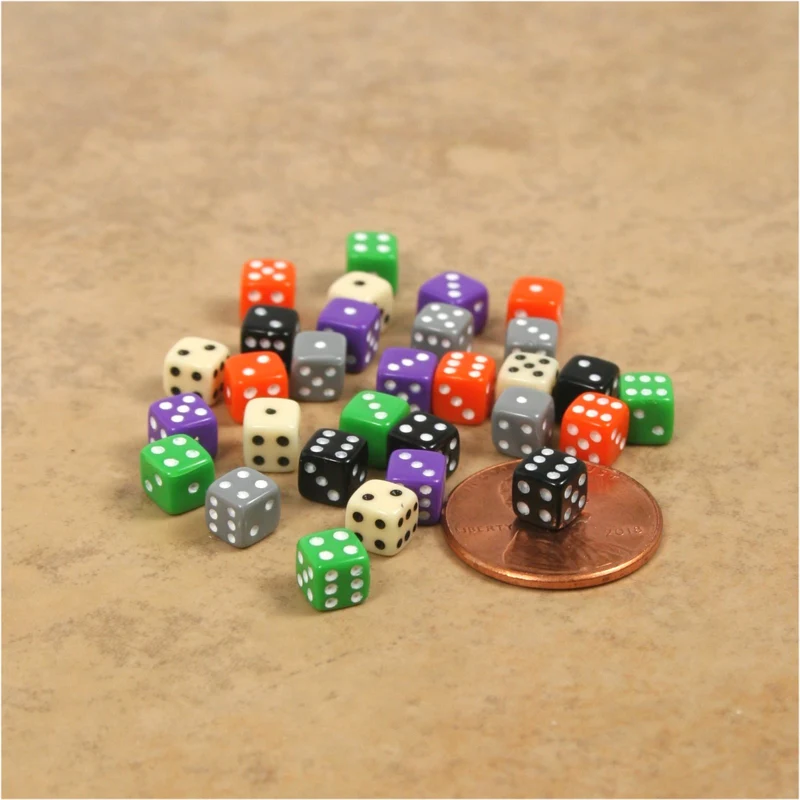 D6 5mm Deluxe Rounded Edge Opaque 30pc Dice Set - 6 Colors (A)