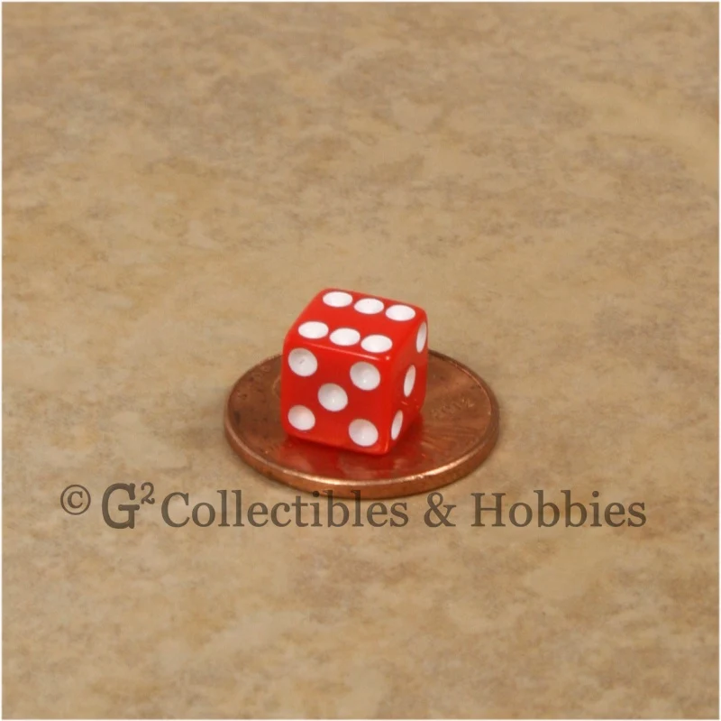 D6 8mm Opaque Red with White Pips 20pc Dice Set