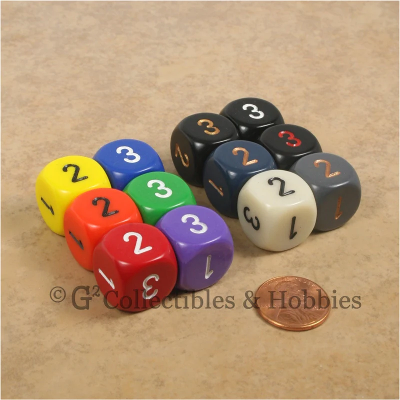 D3 (6 Sided) RPG Dice Set 12pc - 12 Colors (B)