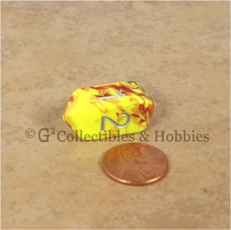 D4 Crystal Toxic Yellow Red with Silver Numbers