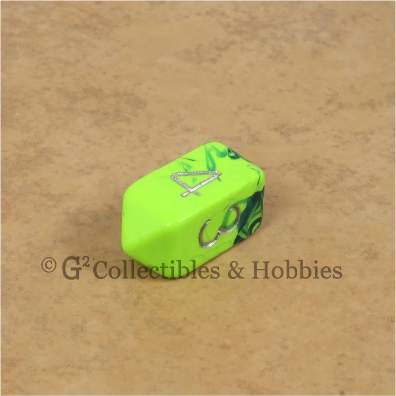 D4 Crystal Toxic Green Blue with Silver Numbers