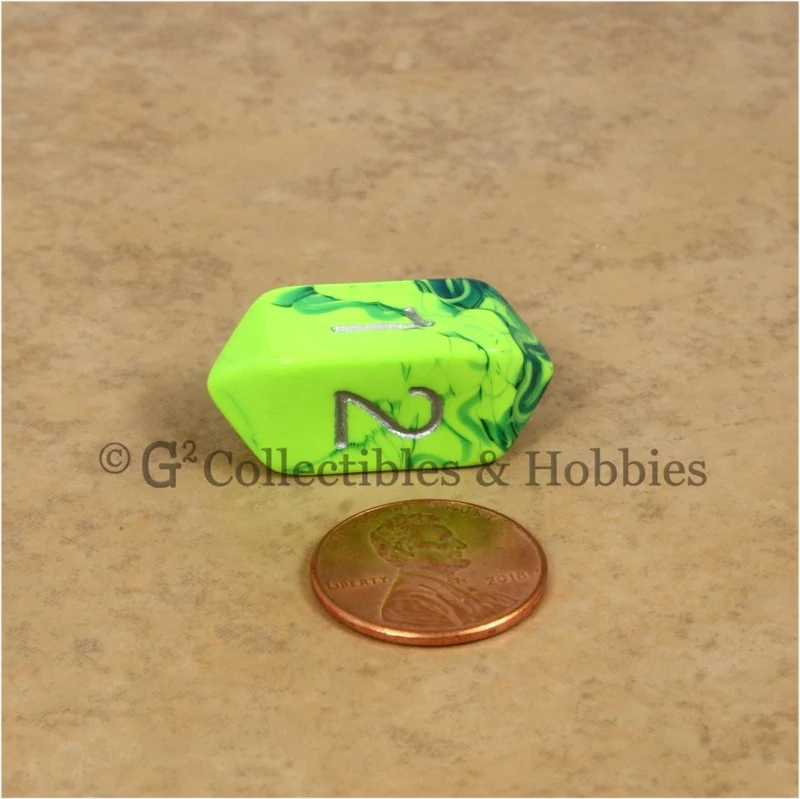 D4 Crystal Toxic Green Blue with Silver Numbers