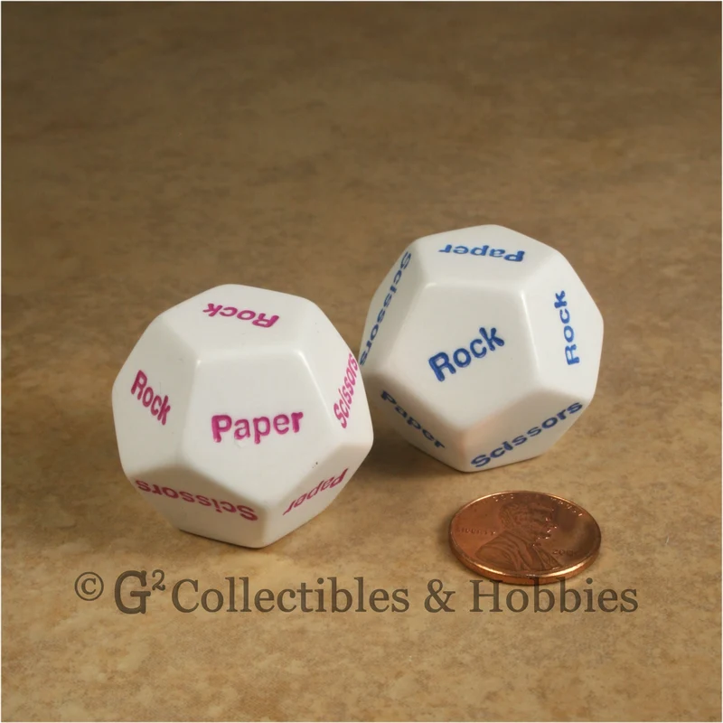 D12 Paper Scissors Rock Dice Pair