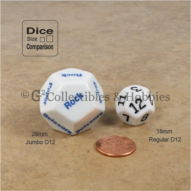 D12 Paper Scissors Rock Dice Pair