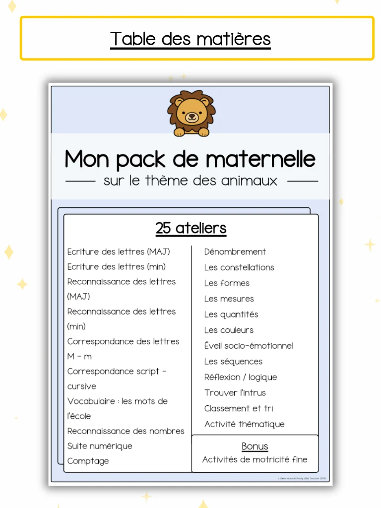 Pack Maternelle sur les animaux