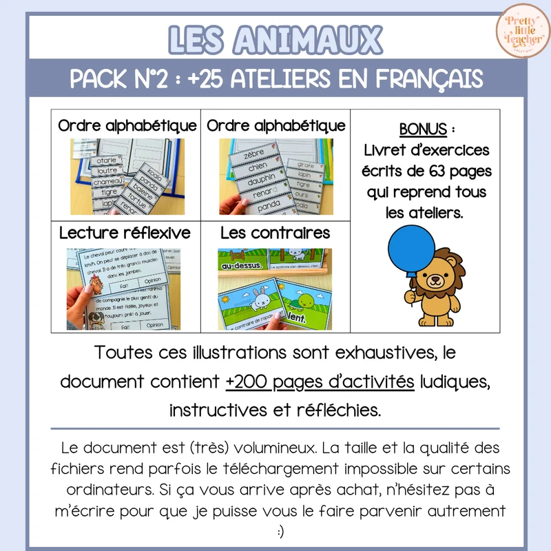 Pack 2 Français sur les animaux