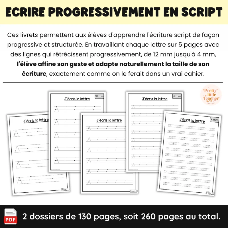 Livrets : j'apprends à écrire progressivement en script