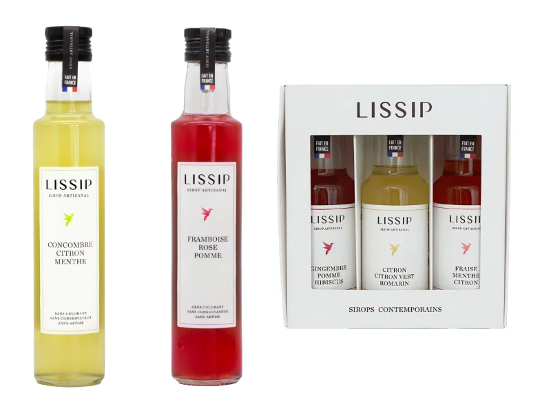 2 sirops artisanaux de 25 cl et 1 coffret découverte (3 x 10 cl)