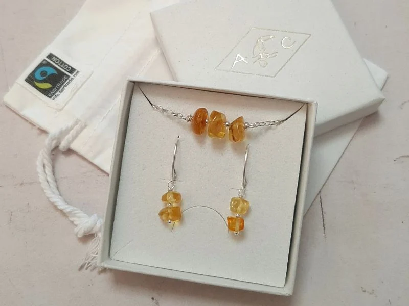Coffret Boucles d'Oreilles et Bracelet en Argent 925 et Pierres Naturelles