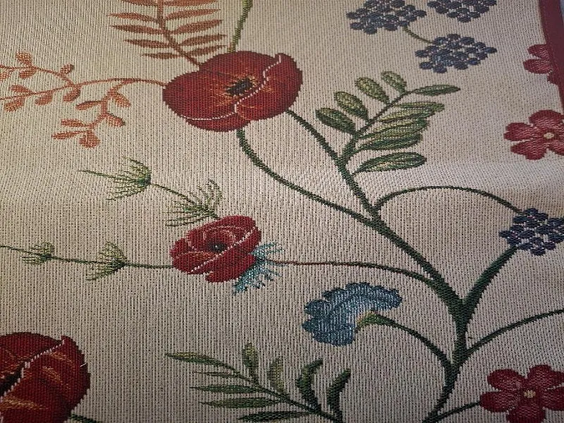 Un chemin de table Jacquard "Coquelicot" 40 cm X 140 cm