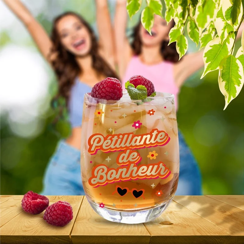 Verre rond "Pétillante de bonheur"