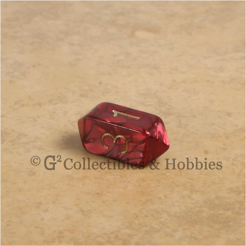 D4 Crystal Pearl Red Die with Gold Numbers