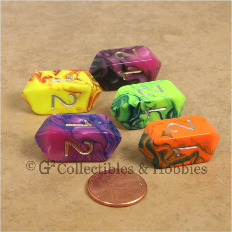 D4 Crystal Toxic Dice 5pc Set - 5 Colors