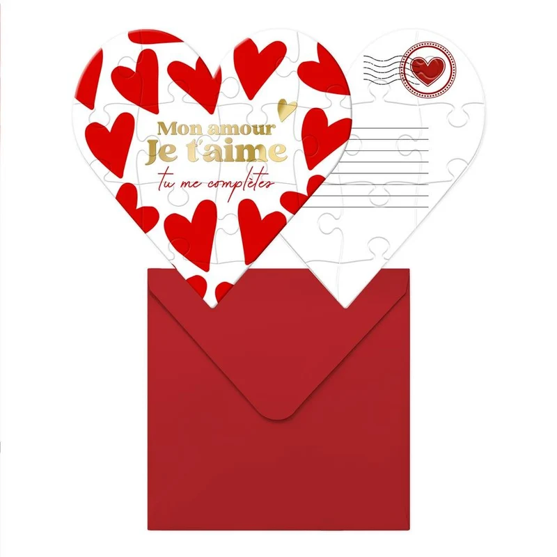 Puzzle à assembler "Mon amour je t'aime tu me complète »