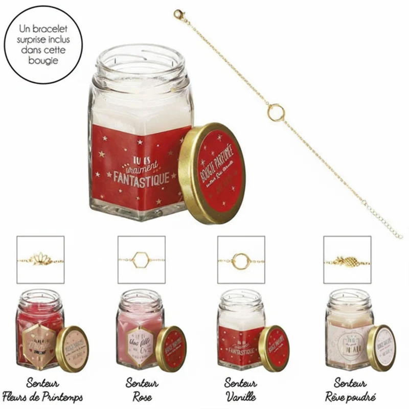 Bougie parfumée a message avec bracelet surprise
