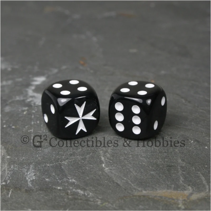Maltese Cross 6pc Dice Set - Black