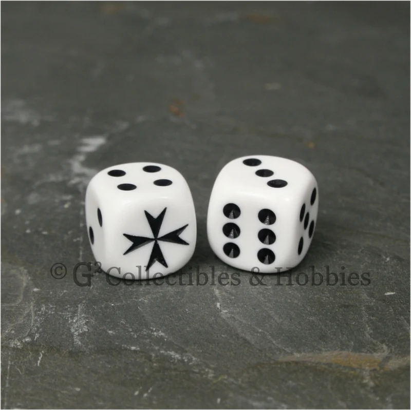 Maltese Cross 6pc Dice Set - White