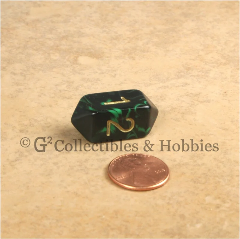 D4 Crystal Oblivion Green Die with Gold Numbers