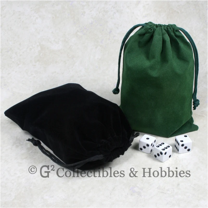 Dice Bag: Large Green & Black Velveteen - 2pc Set