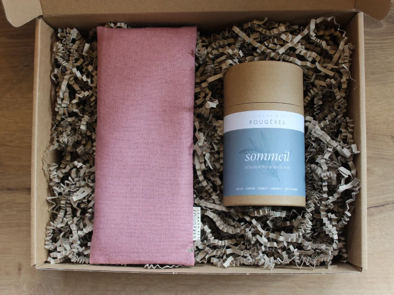 Coffret relaxation : 1 infusion Sommeil + 1 coussin de relaxation pour les yeux