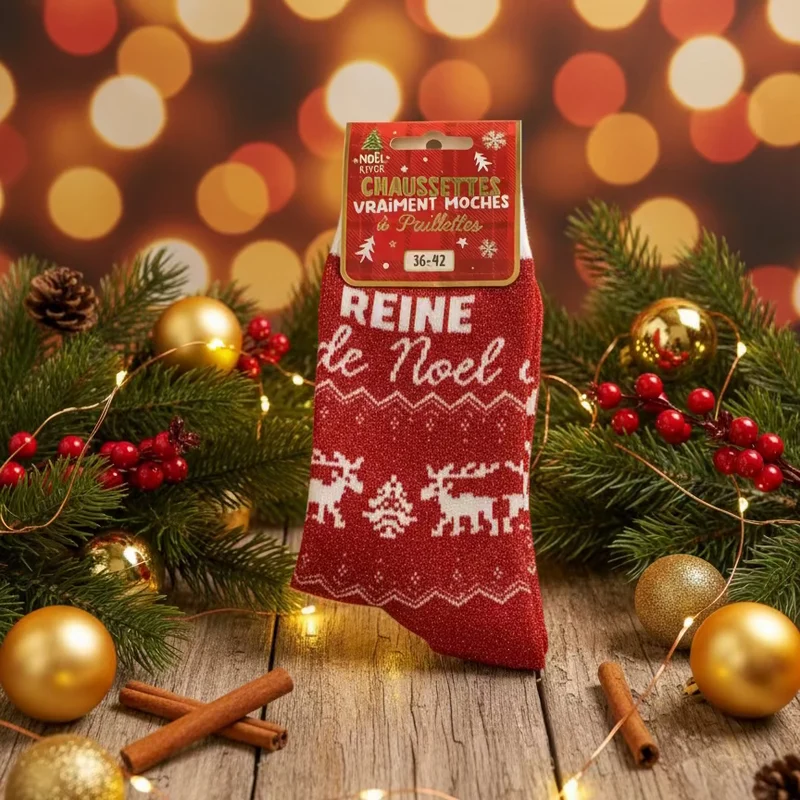 Chaussettes de Noël à paillettes pour femme au choix / Taille unique : 36-42