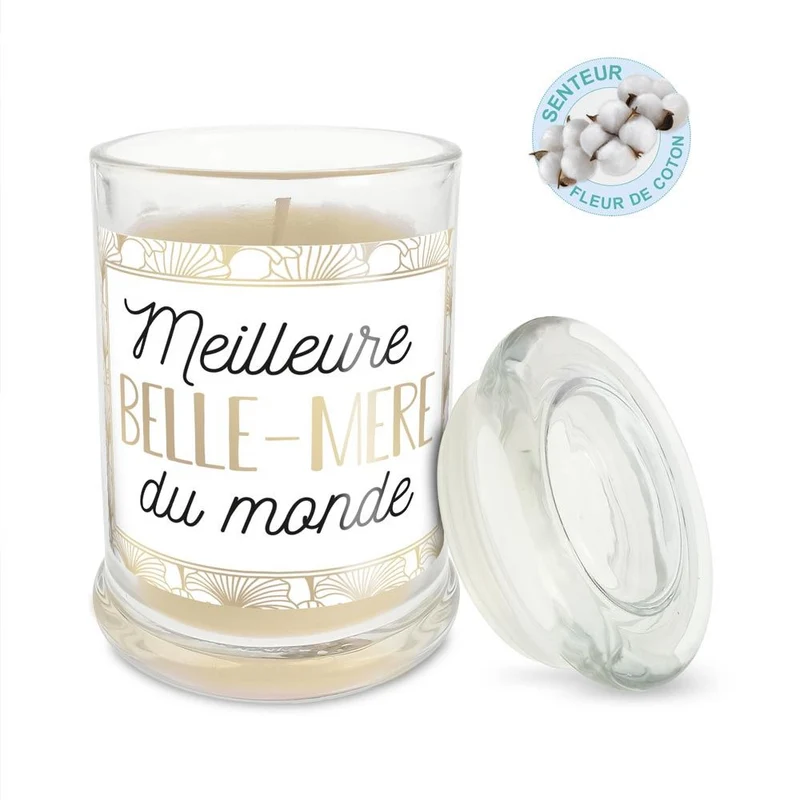 Bougie en verre Meilleure belle-mère du monde au coton