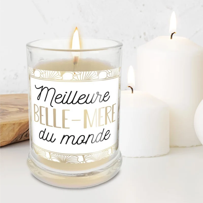 Bougie en verre Meilleure belle-mère du monde au coton