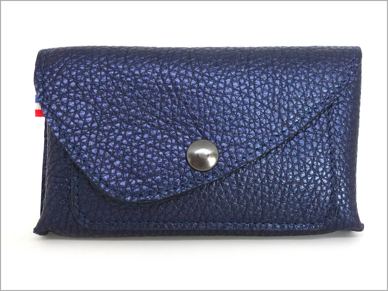 Portefeuille porte-monnaie femme cuir grainé métallisé