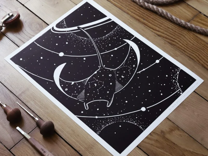 Linogravure 30x40 cm - A3 - Tirage Artisanal