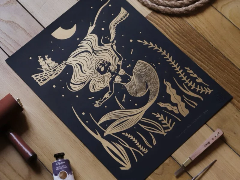 Linogravure 30x40 cm - A3 - Tirage Artisanal
