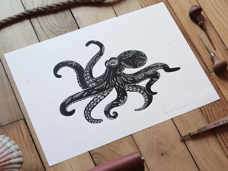 Linogravure 30x40 cm - A3 - Tirage Artisanal