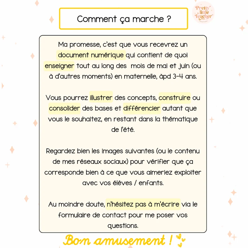 Pack Maternelle sur l'été