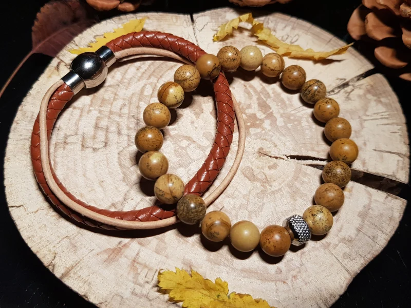 Duo de bracelets - Pierres naturelles & cuir véritable