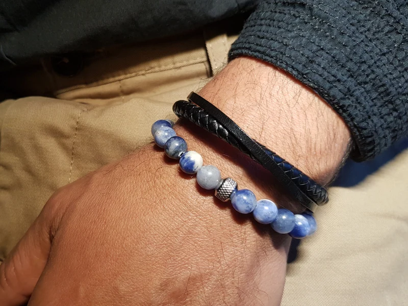 Duo de bracelets - Pierres naturelles & cuir véritable