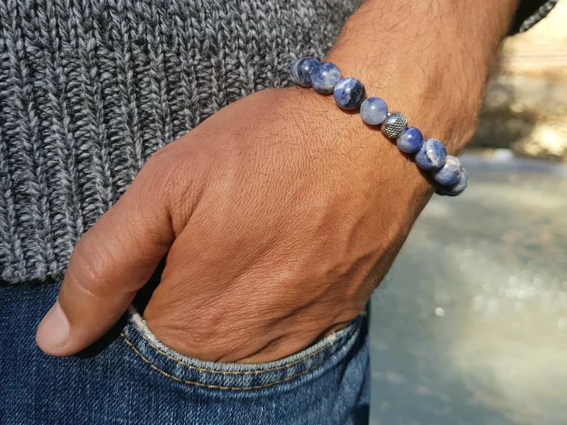 Bracelet homme en perles naturelles