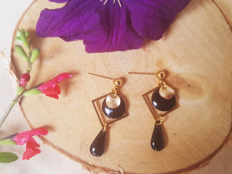 Boucles d'oreilles inox géométriques dorées