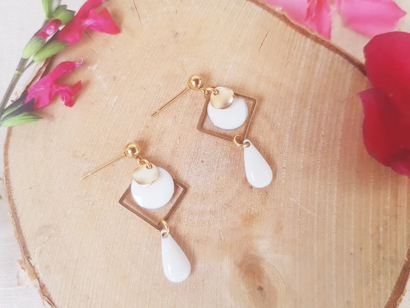 Boucles d'oreilles inox géométriques dorées