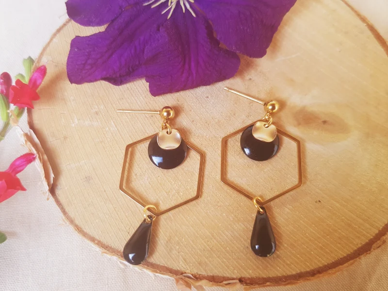 Boucles d'oreilles inox géométriques dorées