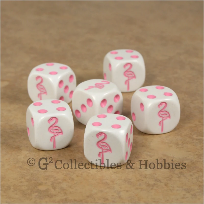 Flamingo 6pc Dice Set - White