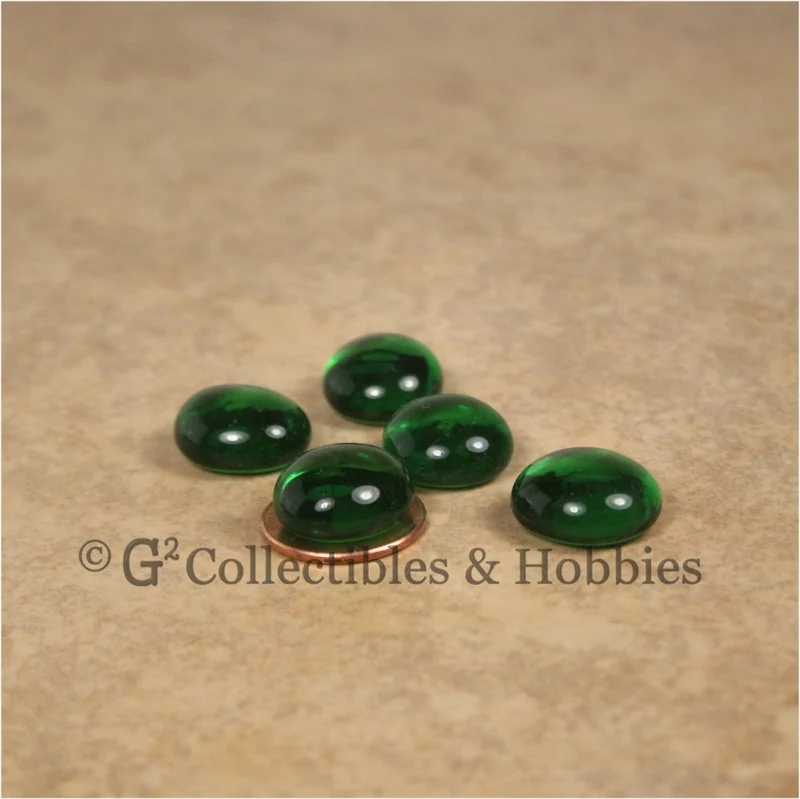Glass Gaming Stones & Bag Set - 50pc Green