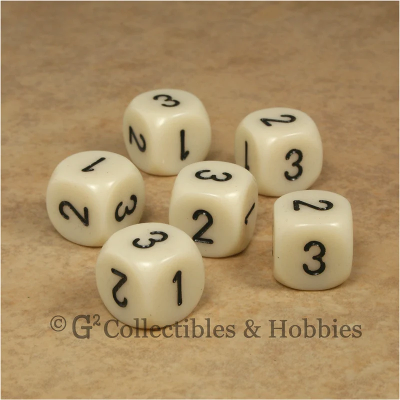 D3 (6 Sided) RPG Dice Set 6pc - Ivory