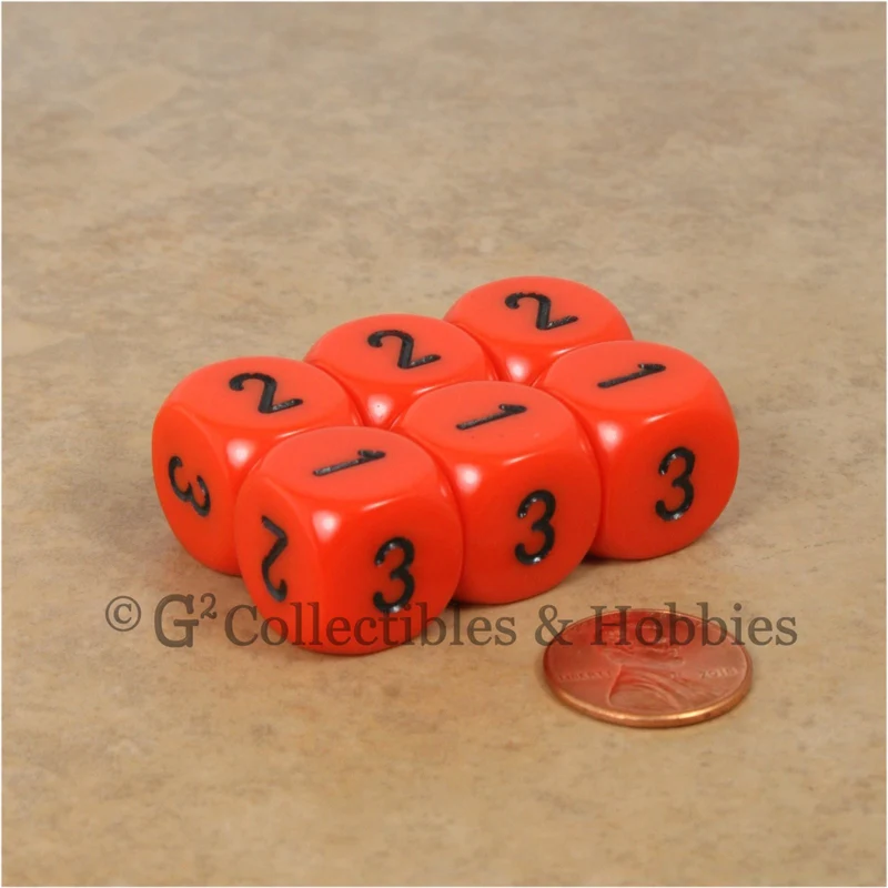 D3 (6 Sided) RPG Dice Set 6pc - Orange