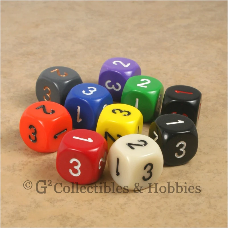 D3 (6 Sided) RPG Dice Set 10pc - 10 Colors (B)