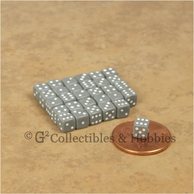 D6 5mm Deluxe Rounded Edge 30pc MINI Dice Set - Opaque Gray