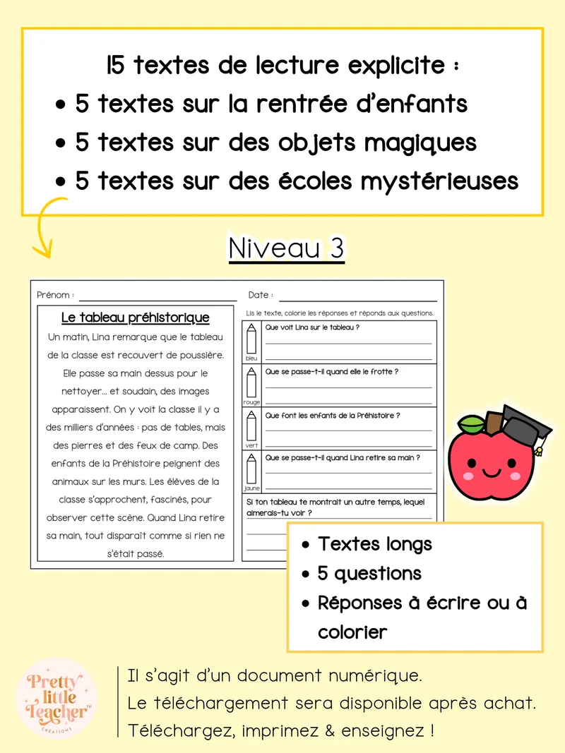Lecture niveau 3 sur l'école