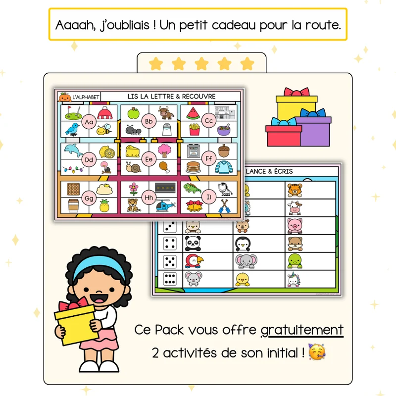 Pack d'activités sur l'alphabet : écriture des lettres et son initial