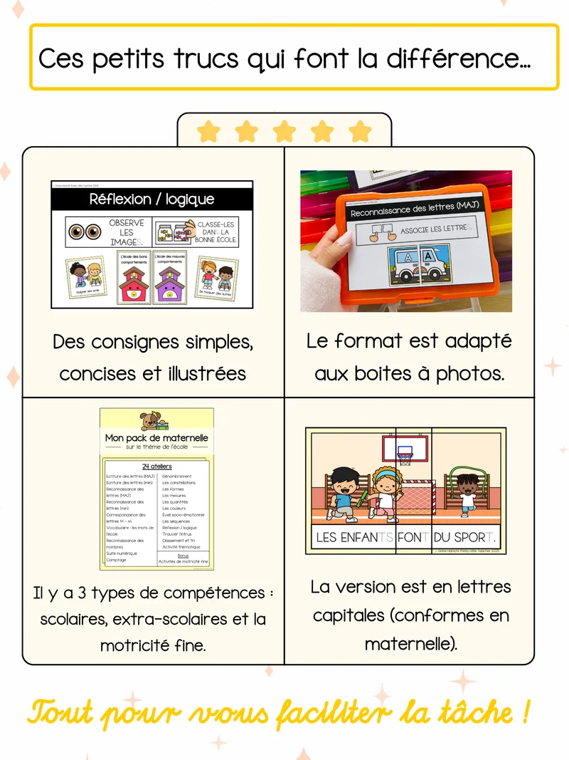 Pack Maternelle sur la rentrée ✏️ : 25 activités à imprimer