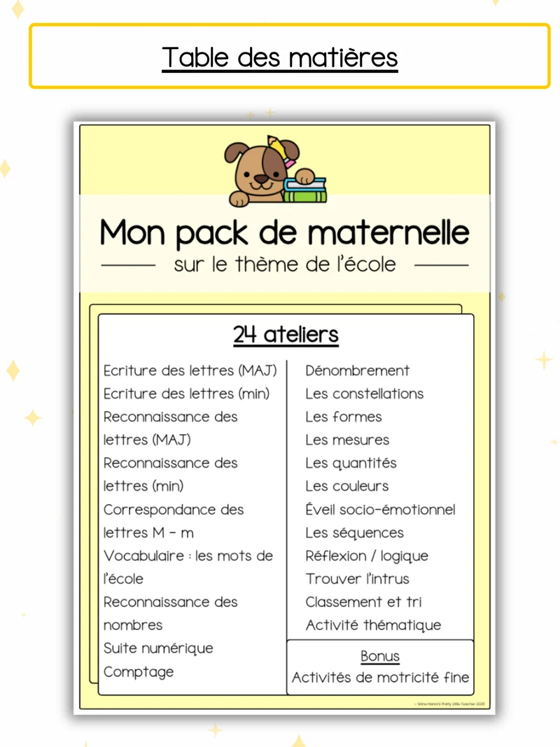 Pack Maternelle sur la rentrée ✏️ : 25 activités à imprimer