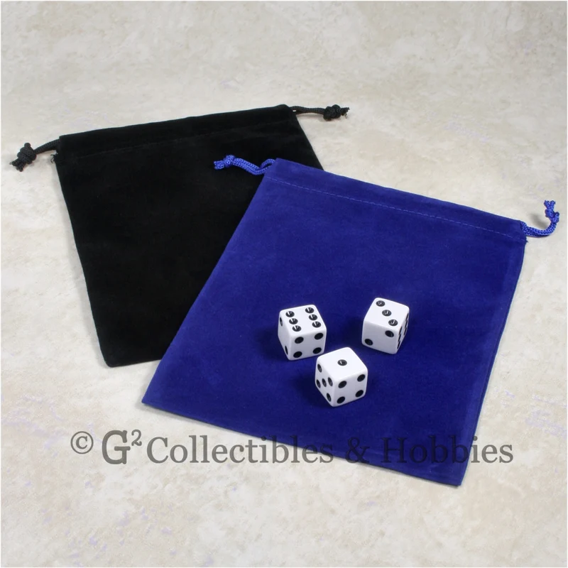 Dice Bag: Large Blue & Black Velveteen - 2pc Set